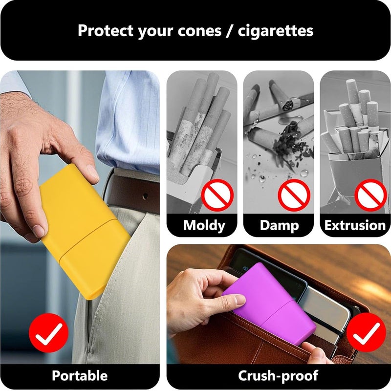 roygra حافظة مخروطية بحجم كينغ 4 قطع مقاومة للرائحة، علبة سجائر 5 فتحات للحجم العادي أو كينغ، صندوق تخزين بسعة 5 لملحقات التدخين للورق المدحرج مسبقًا - Image 3